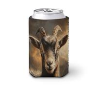 Jubonexis Funda enfriadora de latas de cerveza, cabra con ojos sabios, enfriador de cerveza, soporte de bebidas aislado suave para fiestas, playa, eventos, hogar