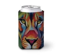 Jubonexis Funda enfriadora de latas de cerveza, colorida cabeza de tigre para latas de cerveza, enfriador de cerveza, soporte de bebidas aislado suave para fiestas, playa, eventos, hogar