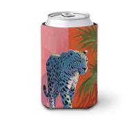 Jubonexis Funda enfriadora de latas de cerveza, diseño de leopardo blanco, enfriador de cerveza, soporte de bebidas aislado suave para fiestas, playa, eventos, hogar