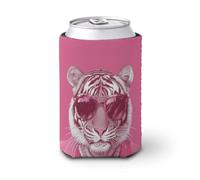 Jubonexis Funda enfriadora de latas de cerveza, diseño de tigre con lentes de sol, enfriador de cerveza, soporte de bebidas aislado suave para fiestas, playa, eventos, hogar