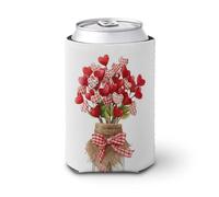 Jubonexis Funda enfriadora de latas de cerveza, ramo de corazón de San Valentín en un tarro con lazo, enfriador de cerveza, soporte de bebidas aislado suave para fiestas, playa, eventos, hogar