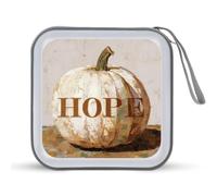 Jubonexis Funda grande de almacenamiento portátil para CD, DVD, diseño de calabaza con palabra esperanza para coche, hogar, viajes