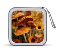 Jubonexis Funda grande para CD y DVD, diseño de hongos otoñales, color naranja, portátil para coche, hogar, viajes