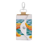Jubonexis Funda minimalista de piel sintética con diseño de estrella de mar para llaves de identidad, para hombres y mujeres