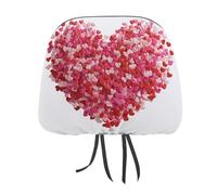 Jubonexis Funda para reposacabezas de coche con estampado de corazones rojos y rosas, 2 piezas, funda elástica cómoda para reposacabezas para mujeres y hombres, universal que se adapta a la mayoría de