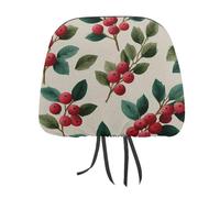 Jubonexis Funda para reposacabezas de coche con estampado de ramo de acebo rojo y verde, 2 piezas, funda elástica cómoda para reposacabezas para mujeres y hombres, universal, se adapta a la mayoría de