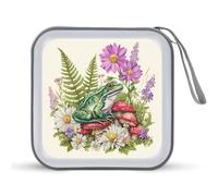 Jubonexis Funda portátil para CD con diseño de rana en hongos y flores para DVD, para coche, casa, viajes