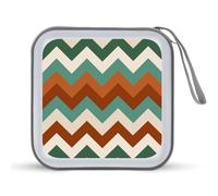 Jubonexis Funda portátil para CD o DVD, diseño de rayas alternas, color verde salvia, beige, para coche, hogar, viajes