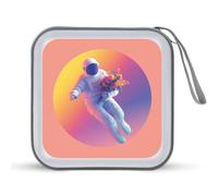 Jubonexis Funda portátil para CD y DVD, diseño de astronauta flotante con un ramo de flores para coche, hogar, viajes