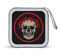 Jubonexis Funda portátil para CD y DVD, diseño de calavera con corona de espina para coche, hogar, viajes