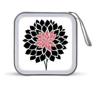 Jubonexis Funda portátil para CD y DVD, diseño de dalia rosa y negra para coche, hogar, viajes