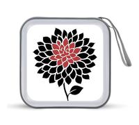Jubonexis Funda portátil para CD y DVD, diseño de flores de dalia rosa y negra para coche, hogar, viajes