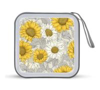 Jubonexis Funda portátil para CD y DVD, diseño de girasoles y amarillo y gris para coche, hogar, viajes