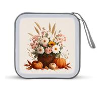 Jubonexis Funda portátil para CD y DVD, diseño de margaritas blancas y rosas con girasoles en cesta para almacenamiento de CD, DVD, para coche, casa, viajes
