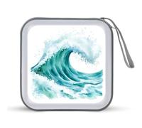 Jubonexis Funda portátil para CD y DVD, diseño de olas oceánicas, color azul y verde