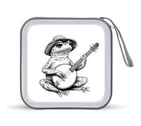 Jubonexis Funda portátil para CD y DVD, diseño de rana, tocando el banjo Line Art