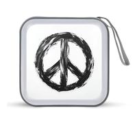 Jubonexis Funda portátil para CD y DVD, símbolo de la paz, en blanco y negro, para coche, hogar, viajes