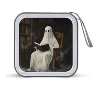 Jubonexis Ghost Sitting on A Chair - Estuche de almacenamiento portátil para CD, DVD, para coche, hogar, viajes