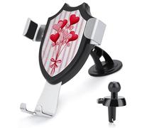 Jubonexis Globos en forma de corazón con lazos para el día de San Valentín, soporte para teléfono de coche, base de clip triangular, soporte de ventilación de aire, accesorios automotrices para