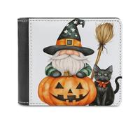 Jubonexis GNOME - Cartera plegable de piel sintética suave con diseño de gato negro de calabaza, monedero, funda para tarjetas de crédito, tarjetero duradero, billetera delgada para hombres y mujeres