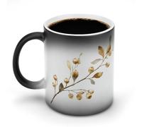 Jubonexis Golden Branch - Taza de café de cerámica que cambia de color mínimo, taza de café novedosa y divertida taza de té y agua, 325 ml