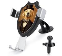 Jubonexis Golden Retriever As Gentleman - Soporte para teléfono de coche, soporte triangular con clip para rejilla de ventilación, accesorios automotrices para teléfonos inteligentes de 4 a 6 pulgadas