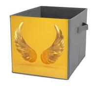 Jubonexis Golden Wings - Juego de cubos de almacenamiento de material metálico, plegables, decorativas, de tela, organizadores para el hogar con asas para estantes, armario, 27 x 27 cm