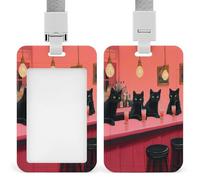 Jubonexis Group of Black Cats Sitting in A Bar - Soporte retráctil para tarjetas de identificación, protector de tarjetas, placa de nombre, etiqueta de nombre para trabajo, oficina, médico, enfermera