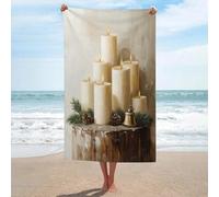 Jubonexis Group of Candles on - Toalla de playa de madera rústica, de microfibra, sin arena, grande, multiusos, absorbente, para baño, piscina, 130 x 80 cm