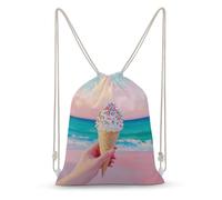 Jubonexis Hand Holds A White Sprinkle Cone Blue Ocean - Mochila de lona con cordón, ligera, deportiva, para gimnasio y gimnasio para hombres y mujeres