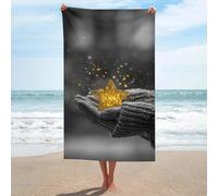 Jubonexis Hands Holding A Glowing Golden Star - Toalla de playa de microfibra sin arena, toallas de ducha grandes, multiusos, absorbentes, para baño, piscina, 130 x 80 cm