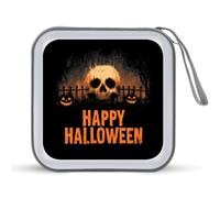 Jubonexis Happy Halloween Spooky Pumpkins Skull - Estuche de almacenamiento portátil para CD, DVD, coche, hogar, viajes