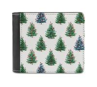 Jubonexis Happy Little - Cartera plegable de piel sintética suave con diseño de árboles de Navidad y luces, monedero, funda para tarjetas de crédito, tarjetero duradero, billetera delgada para hombres