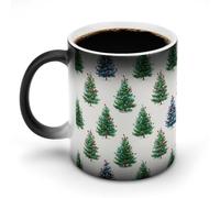 Jubonexis Happy Little Green Christmas Trees and Lights - Tazas que cambian de color, taza de café de cerámica que cambia de calor, taza de café novedosa divertida taza de té y agua, 325 ml