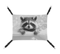 Jubonexis Happy Raccoon in A Bathtub - Hamaca transpirable para mascotas con correas ajustables reversibles para gatos y perros