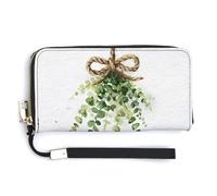 Jubonexis Hello Spring Greenery on A Rope Bow Cartera larga plegable de piel sintética, monedero, funda para tarjetas de crédito, almacenamiento de dinero duradero para mujeres y hombres