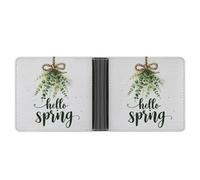 Jubonexis Hello Spring Greenery on A Rope Bow - Cartera plegable de piel sintética suave, monedero, funda para tarjetas de crédito, tarjetero duradero, billetera delgada para hombres y mujeres