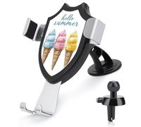 Jubonexis Hello Summer - Soporte para teléfono de coche con tres conos de helado, base de clip triangular, soporte para teléfono celular, accesorios automotrices para teléfonos inteligentes de 4 a 6