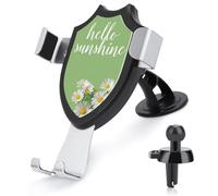 Jubonexis Hello Sunshine on - Soporte para teléfono de coche, color verde claro, base de clip triangular, soporte para rejilla de ventilación, accesorios automotrices para teléfonos inteligentes de 4