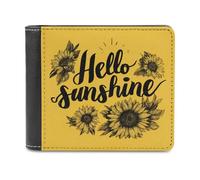 Jubonexis Hello Sunshine on Yellow Sunflower - Cartera plegable de piel sintética suave, monedero, funda para tarjetas de crédito, tarjetero duradero, billetera delgada para hombres y mujeres