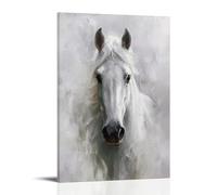 Jubonexis Hermoso póster artístico de pared con diseño de caballo blanco, cuadro estético para sala de estar, decoración de casa de campo, marco de 30 x 45 cm