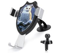 Jubonexis Hermoso soporte para teléfono de coche, diseño de búho blanco, base de clip triangular, soporte de ventilación para teléfono celular, accesorios automotrices para teléfonos inteligentes de 4