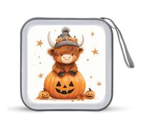 Jubonexis Highland Cow Big Orange Pumpkin - Estuche de almacenamiento portátil para CD, DVD, para coche, hogar, viajes