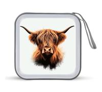 Jubonexis Highland Cow Head - Estuche portátil para CD y DVD para coche, hogar, viajes