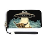 Jubonexis Highland Cow in A Field - Cartera de piel sintética larga y plegable, monedero, funda para tarjetas de crédito, almacenamiento de dinero duradero para mujeres y hombres