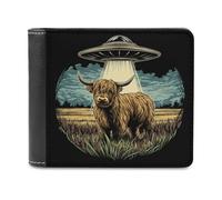 Jubonexis Highland Cow in A Field - Cartera plegable de piel sintética suave, monedero, funda para tarjetas de crédito, tarjetero duradero, billetera delgada para hombres y mujeres, almacenamiento de