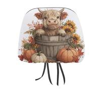 Jubonexis Highland Cow in Old Wooden Bucket Printed Car Headrest Cover, 2 piezas, funda elástica cómoda para reposacabezas para mujeres y hombres, universal se adapta a la mayoría de coches