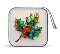 Jubonexis Holy with Seven Leaves and Red Berries - Estuche de almacenamiento portátil para CD y DVD, para coche, hogar, viajes