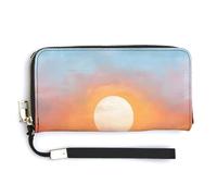 Jubonexis Horizon in A Beach Sunrise - Cartera de piel sintética larga y plegable, monedero, funda para tarjetas de crédito, almacenamiento de dinero duradero para mujeres y hombres