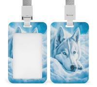 Jubonexis Husky Dog Resting in The Snow - Soporte retráctil para tarjetas de identificación, protector de tarjetas, placa de nombre, etiqueta de nombre para trabajo, oficina, médico, enfermera